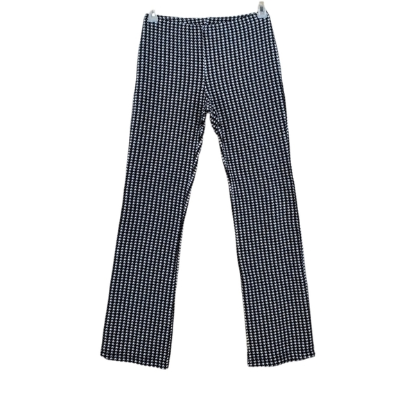 Vtg Y2K Jump Apparel Pant S 25-27x31 Houndstooth Black White Flare Pull-On USA - Picture 1 of 9